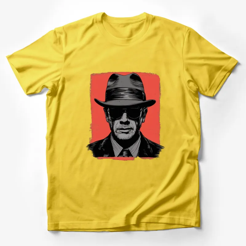 Vintage Style Gangster Graphic T-Shirt, Retro Mafia Boss with Hat, Classic Mobster Design Men's Tee Male T-Shirt