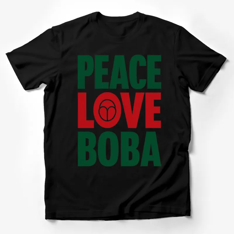 Peace Love Boba T-Shirt, Colorful Retro Style Graphic Tee, Unisex Boba Lover Shirt, Gift for Bubble Tea Enthusiasts Male T-Shirt