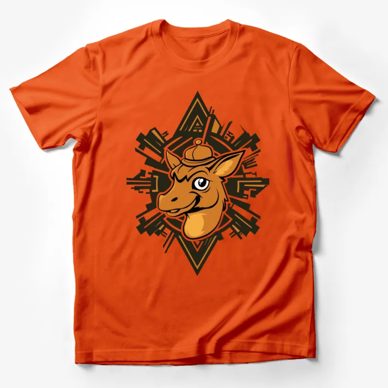 Urban Style Deer Graphic T-Shirt, Cool Cityscape Animal Design, Trendy Streetwear Tee Male T-Shirt