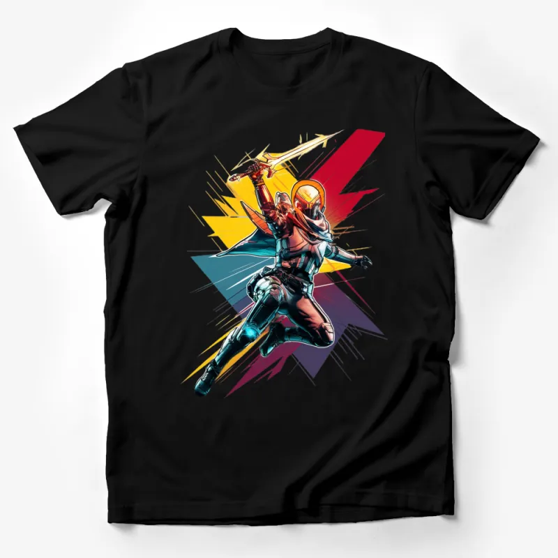 Warrior Angel Graphic T-Shirt, Colorful Fantasy Art Tee, Stylish Unisex Casual Wear, Unique Gift Idea Male T-Shirt