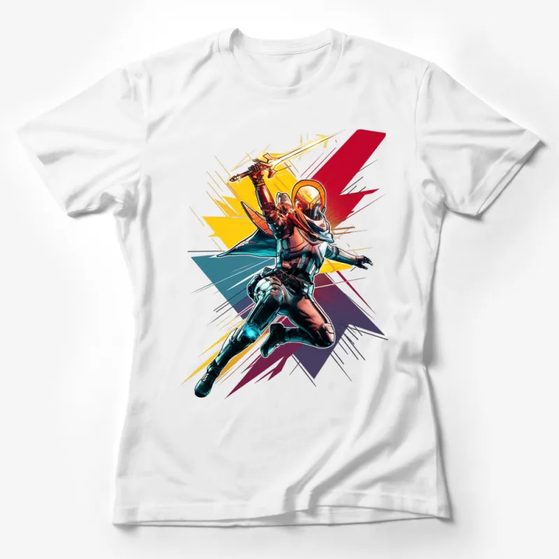 Warrior Angel Graphic T-Shirt, Colorful Fantasy Art Tee, Stylish Unisex Casual Wear, Unique Gift Idea Female T-Shirt