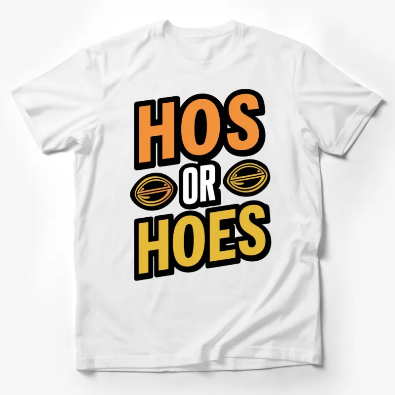 Bold HOS OR HOES Graphic T-Shirt, Retro Style Lettering, Orange Black Halloween Tee Male T-Shirt