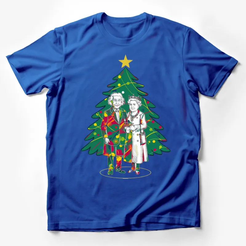 Christmas Tree T-Shirt with Elegant Couple Design, Festive Holiday Apparel, Unique Seasonal Graphic Tee, Unisex Top Male T-Shirt