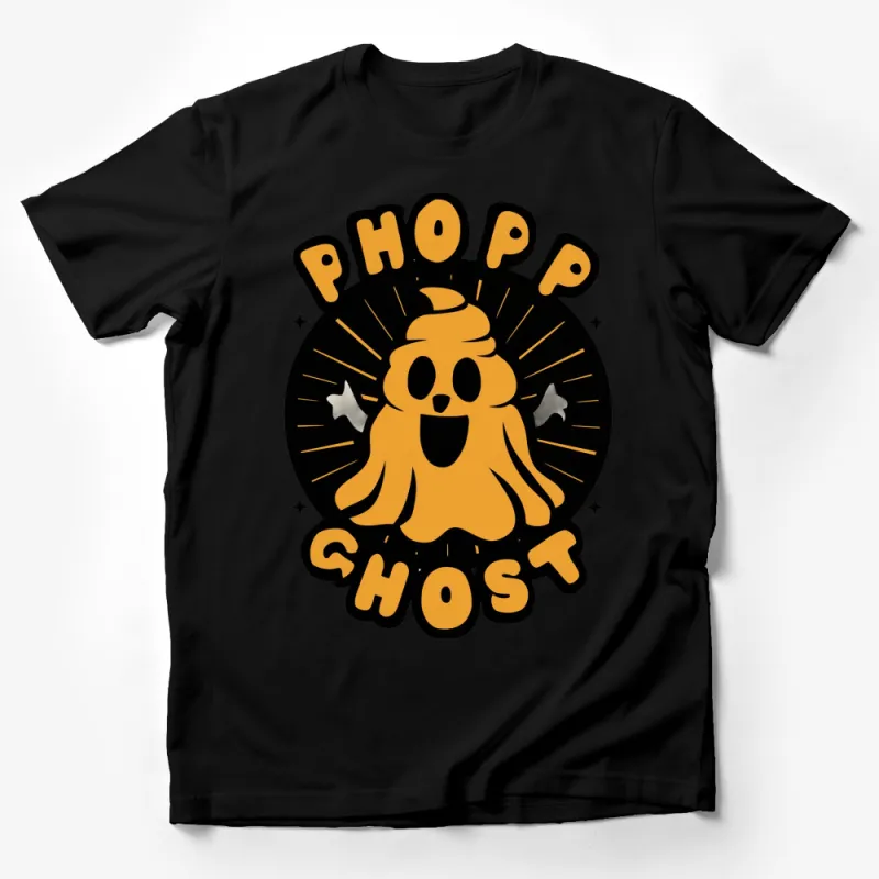 Phopp Ghost Cartoon T-Shirt, Cute Happy Ghost, Unique Halloween Tee, Unisex Shirt, Fun Spooky Apparel Male T-Shirt