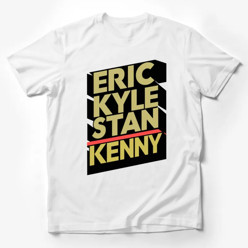 Eric Kyle Stan Kenny Bold Text Graphic T-Shirt, Vintage Style Retro Design Tee Male T-Shirt