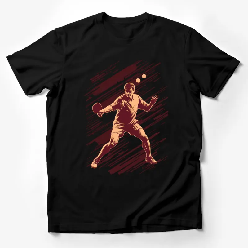 Vintage Table Tennis Player T-Shirt, Dynamic Ping Pong Illustration, Sports Graphic Tee, Unique Athletic Shirt Design Male T-Shirt