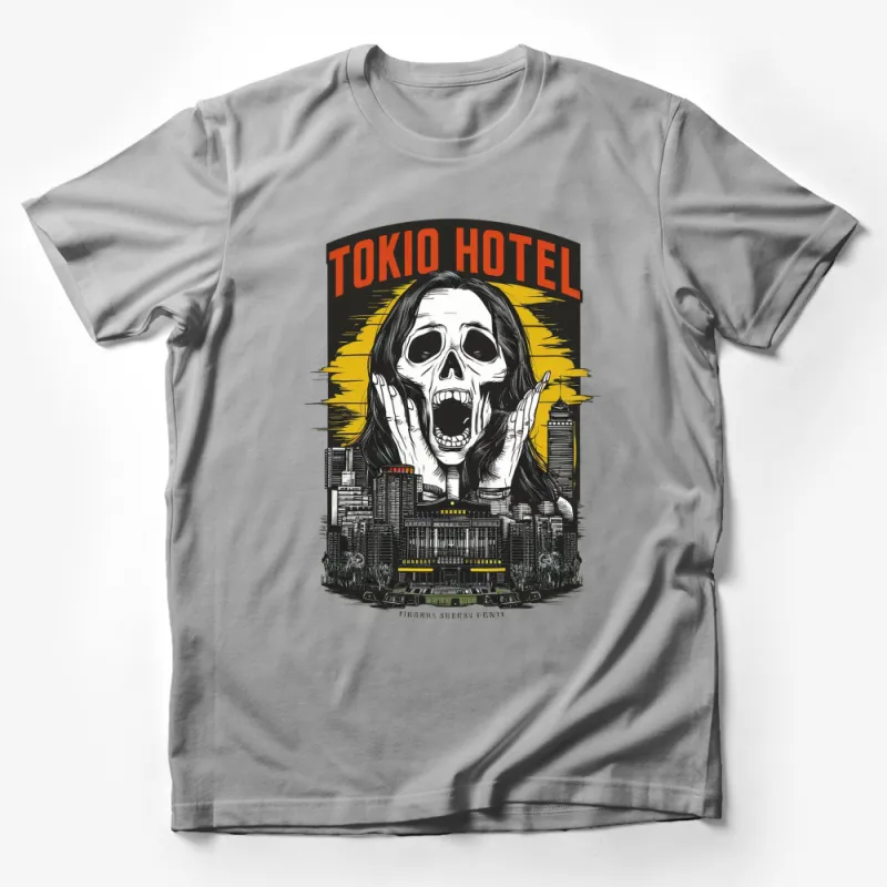 Tokio Hotel Band Graphic T-Shirt, Urban Skull Design, Modern Rock Music Fan Apparel Male T-Shirt