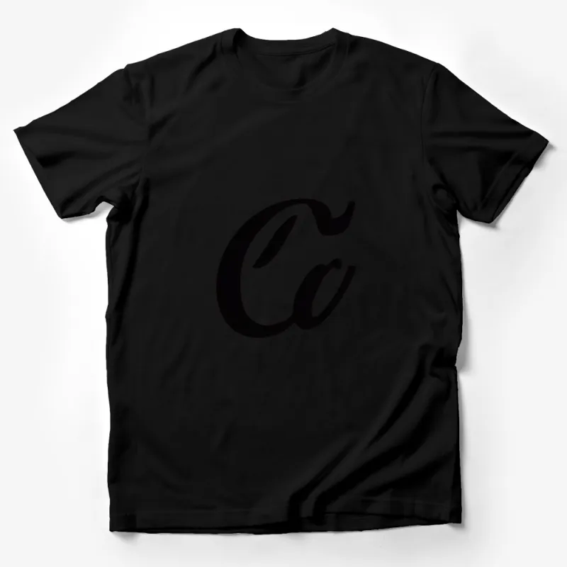 Elegant Black Letter C T-Shirt, Minimalist Monogram Initial Tee, Classic Typography Design Shirt Male T-Shirt