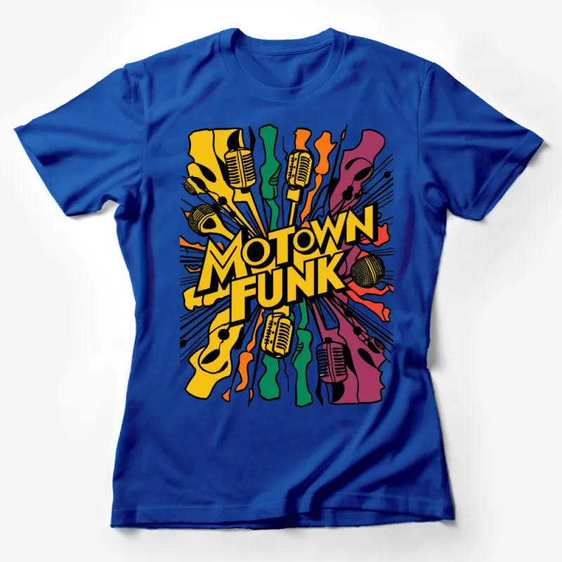 Vibrant Motown Funk T-Shirt, Colorful Music Theme, Retro Style Graphic Tee, Unisex Female T-Shirt