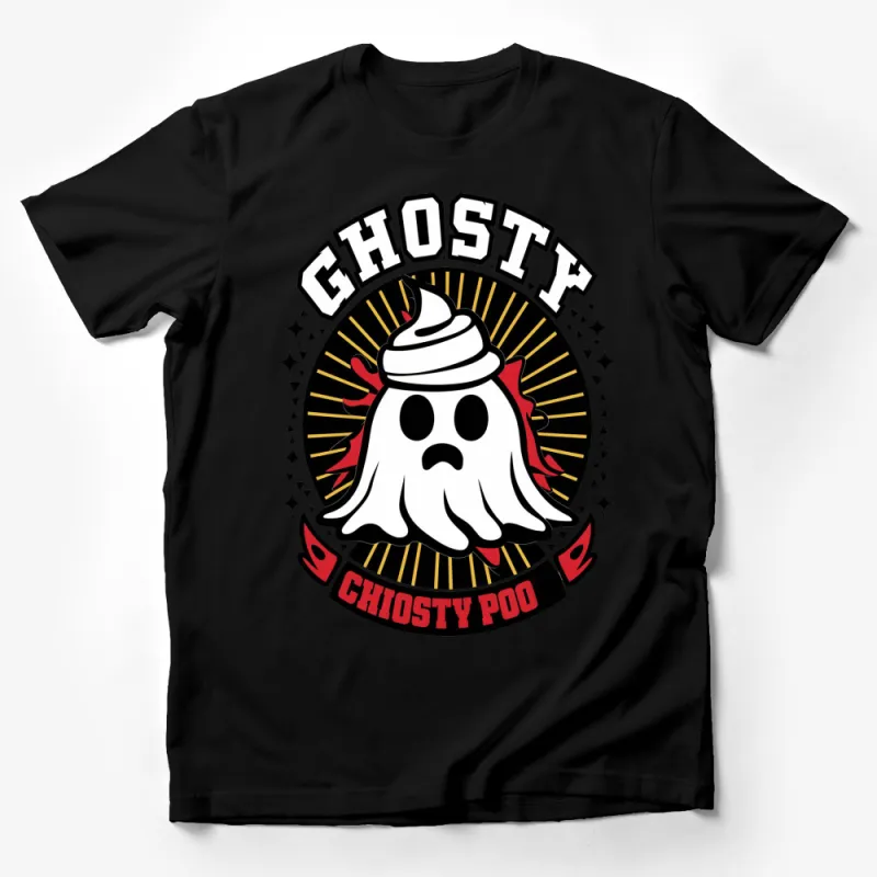 Ghosty Poo Cartoon Ghost Funny Halloween T-Shirt, Unisex Spooky Tee for All Ages Male T-Shirt