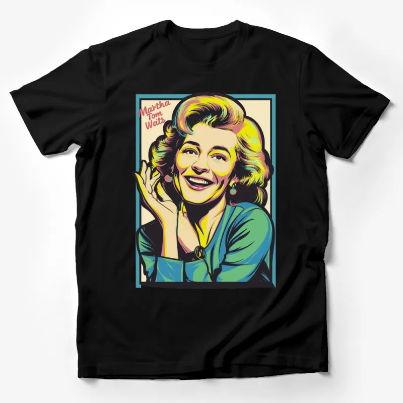 Vintage Pop Art Inspired Woman Portrait T-Shirt, Colorful Retro Aesthetic, Casual Fashion Top Male T-Shirt