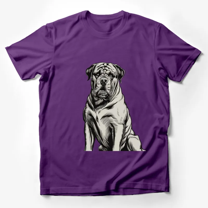 Bulldog Graphic T-Shirt, Black and White Dog Illustration, Animal Lover Tee, Casual Unisex Shirt, Pet Owner Gift Male T-Shirt