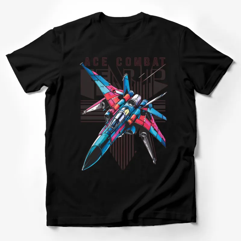 Ace Combat Fighter Jet Graphic T-Shirt, Military Aircraft Tee, Pilot Gift, Colorful Jet Design Male T-Shirt