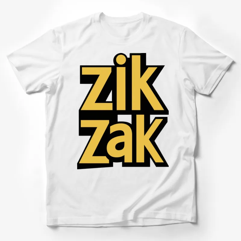 Zik Zak Graphic T-Shirt, Bold Black and Yellow Design, Unisex Fashion Tee, Modern Abstract Art Style Top Male T-Shirt