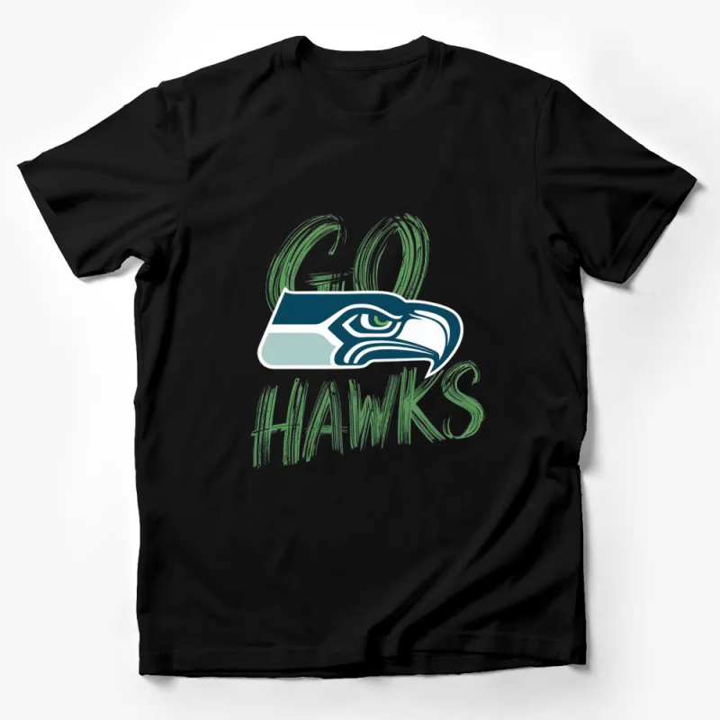 Seattle Football Team Themed T-Shirt, Go Hawks Graphic Tee, Sports Fan Apparel, Trendy Top Male T-Shirt