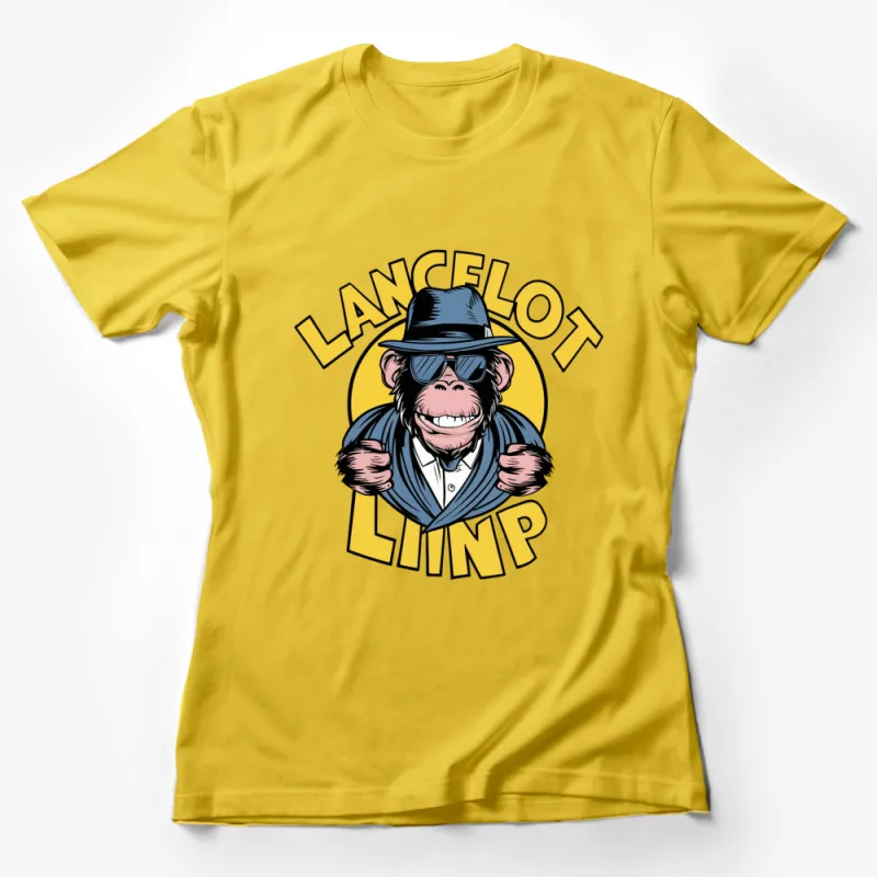 Lancelot Limp Cool Monkey in Hat and Suit T-Shirt, Unique Cartoon Animal Graphic Tee Female T-Shirt