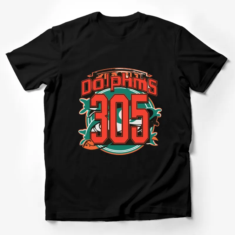 Miami Dolphins 305 Football Team Logo T-Shirt, Sports Fan Apparel, Casual Graphic Tee Male T-Shirt