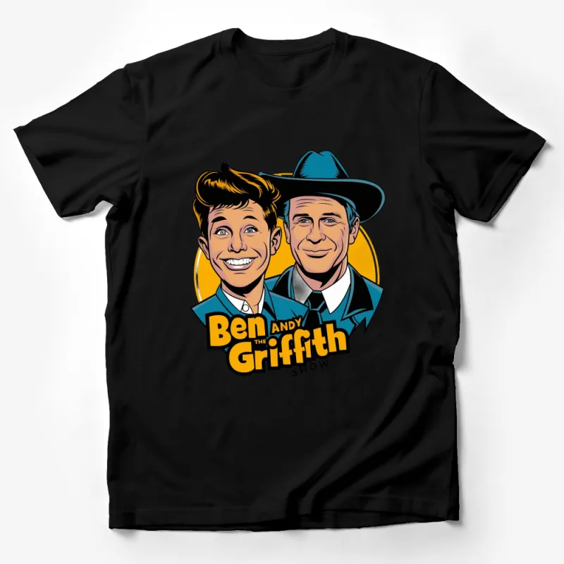 Vintage Cartoon Duo T-Shirt, Retro Ben and Griffith Show Tee, Classic TV Series Fans Apparel Male T-Shirt