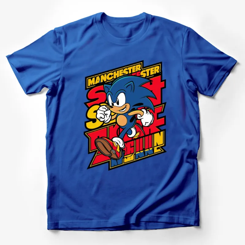 Sonic The Hedgehog T-Shirt, Manchester Gaming Console Inspired Tee, Fun Cartoon Graphic Shirt Male T-Shirt