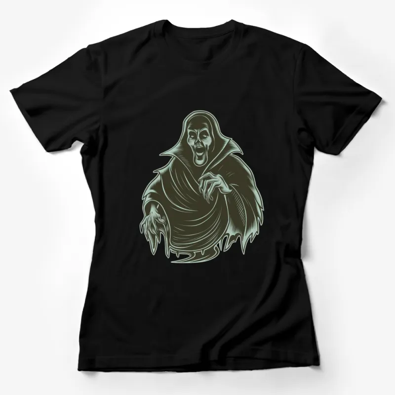 Gothic Grim Reaper T-Shirt, Dark Fantasy Horror Art Tee, Unisex Halloween Graphic T-Shirt Female T-Shirt