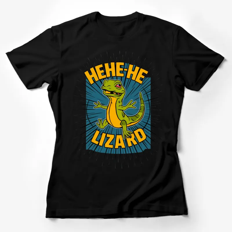 Hehe Lizard T-Shirt, Colorful Cartoon Gecko Graphic Tee, Youthful and Fun Animal Design, Unisex Female T-Shirt