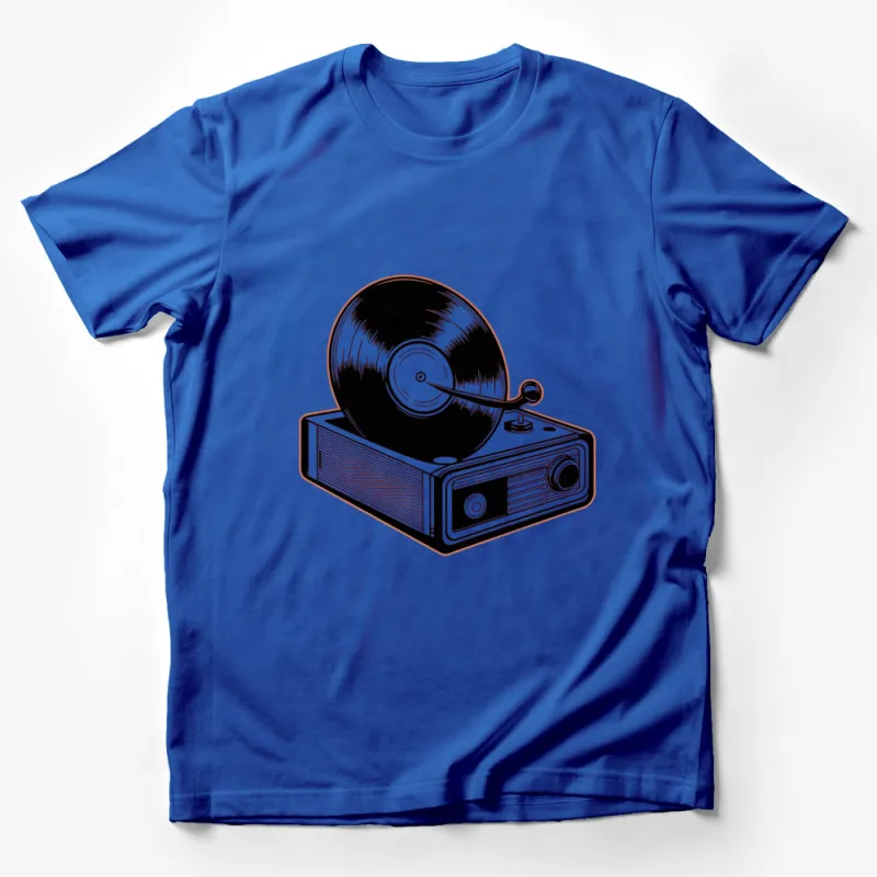 Vintage Vinyl Record Player Graphic T-Shirt, Classic Retro Music Lover Tee, Unisex Male T-Shirt