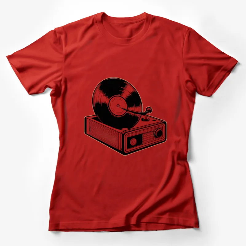 Vintage Vinyl Record Player Graphic T-Shirt, Classic Retro Music Lover Tee, Unisex Female T-Shirt