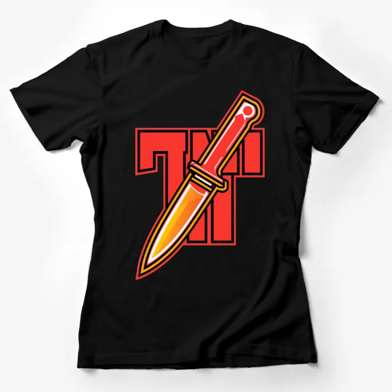 Bold Graphic T-Shirt with Red TX and Gold Dagger Design, Unisex Tee Female T-Shirt