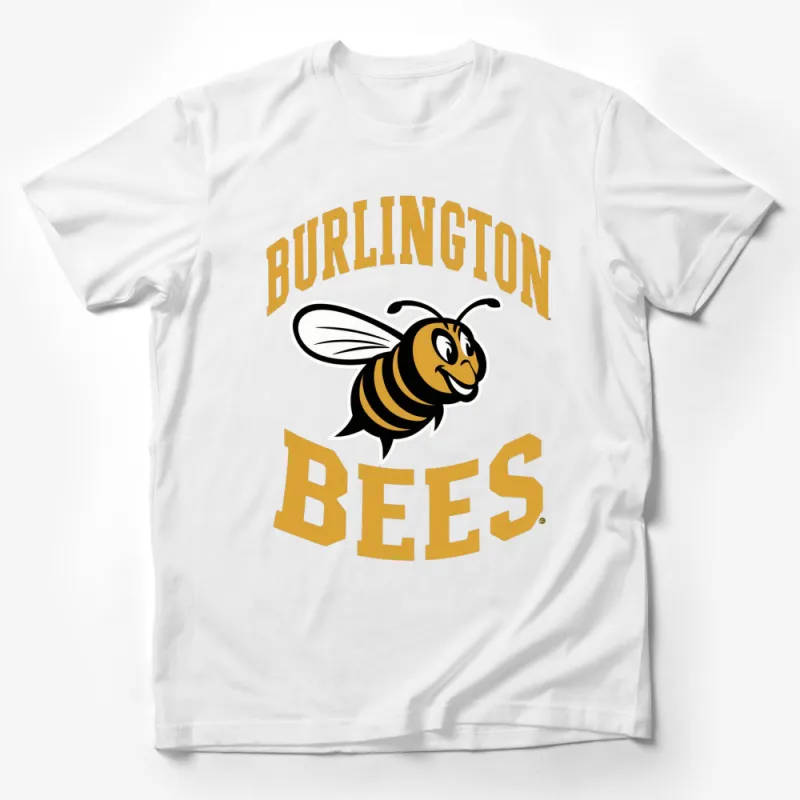 Burlington Bees Logo T-Shirt, Yellow and Black Graphic Tee, Sports Team Mascot, Casual Wear Male T-Shirt