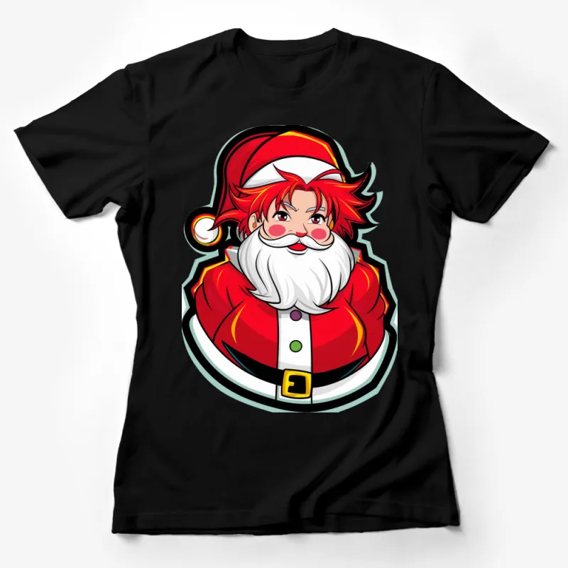 Anime Santa Claus T-Shirt, Cute Christmas Character Shirt, Holiday Festive Apparel, Unisex Graphic Tee Female T-Shirt