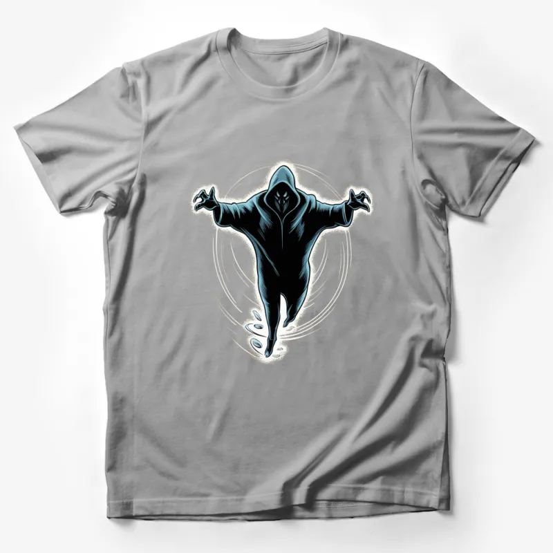 Mysterious Hooded Figure Graphic T-Shirt, Dark Fantasy Art, Unique Streetwear Design, Cool Urban Tee Male T-Shirt