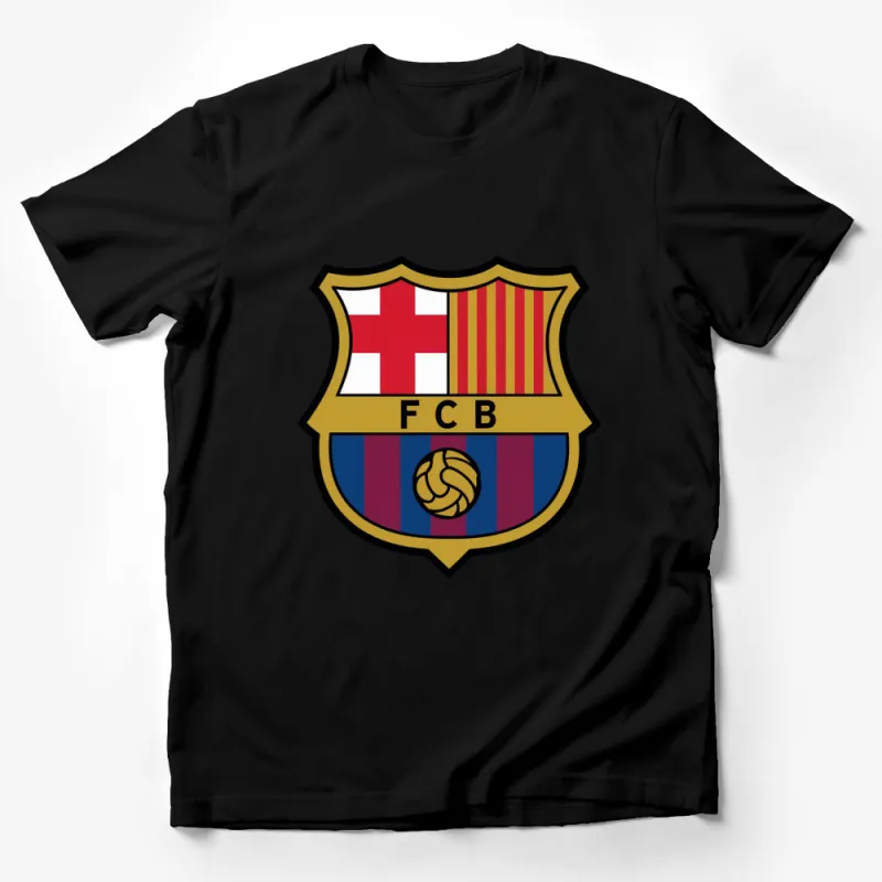 FC Barcelona Crest Shield Graphic T-Shirt, Colorful Fan Apparel, Casual Sports Clothing, Unisex Soccer Tee Male T-Shirt