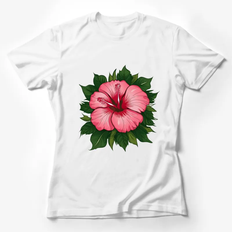 Tropical Hibiscus Flower T-Shirt, Vibrant Floral Print, Summer Beachwear, Casual Women's Fashion Tee, Botanical Top Female T-Shirt