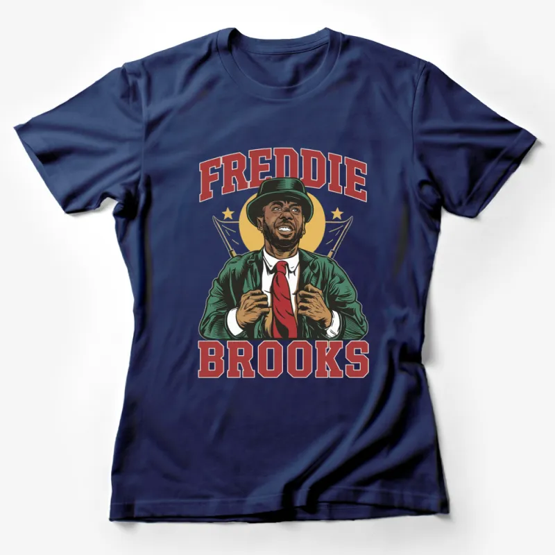 Freddie Brooks Vintage Style Graphic T-Shirt, Retro Men's Fashion, Bold Streetwear Tee, Unique Urban Clothing Female T-Shirt