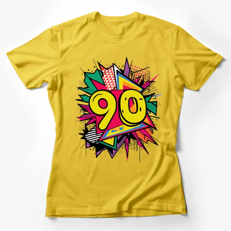 Vibrant 90s Retro Pop Art T-Shirt, Colorful Abstract Design, Bold Graphic Tee, Nostalgic Fashion Female T-Shirt