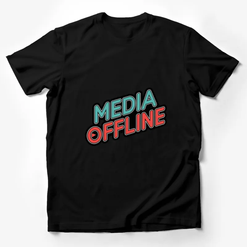 Retro Media Offline Graphic T-Shirt, Colorful Vintage Style Tee, Unisex Casual Wear Male T-Shirt