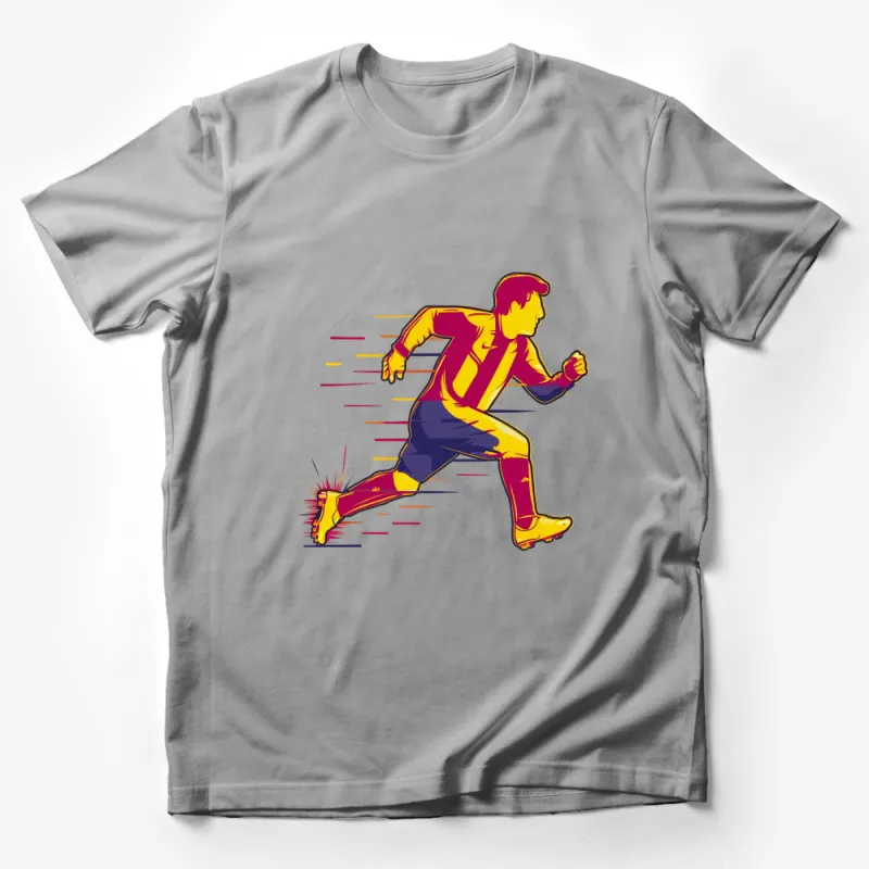 Dynamic Running Man Graphic T-Shirt, Vibrant Sports Illustration Tee, Athletic Fitness Apparel, Gift for Runners Male T-Shirt