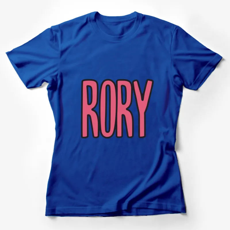 Bold Rory Pink and Red Text Graphic T-Shirt, Fun Casual Wear, Unisex Tee Female T-Shirt