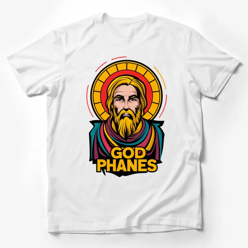 Vibrant God Phanes T-Shirt, Colorful Deity Graphic Tee, Unisex Statement Shirt, Spiritual Sun Design Male T-Shirt