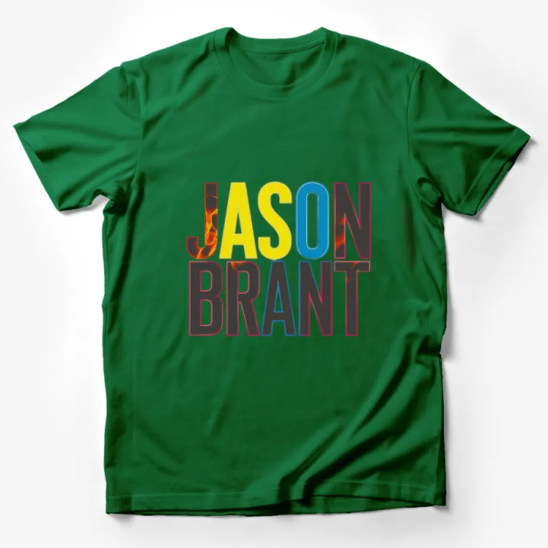 Colorful Jason Brant Fire and Ice Effect T-Shirt, Vibrant Graphic Tee, Unisex Male T-Shirt