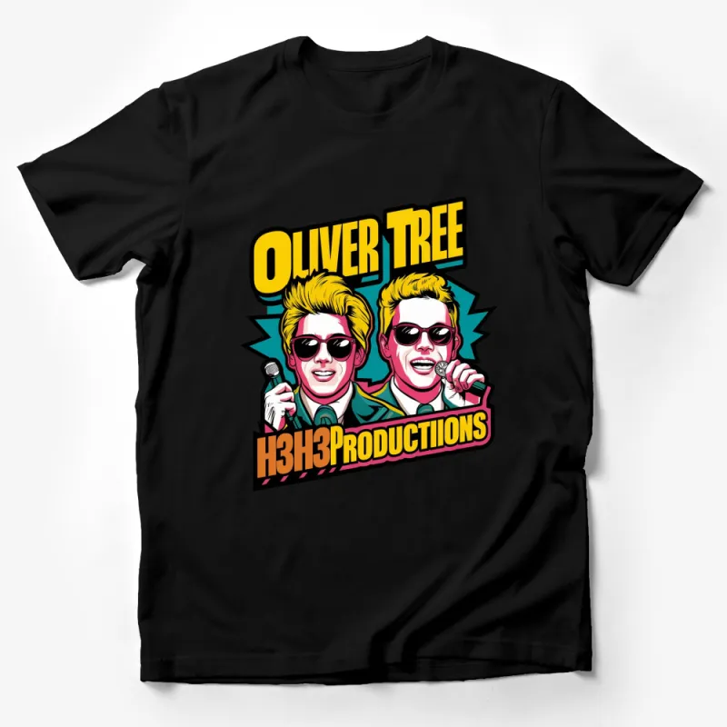 Oliver Tree H3H3 Productions Graphic Tee, Bold Colorful Pop Art Style T-Shirt Male T-Shirt