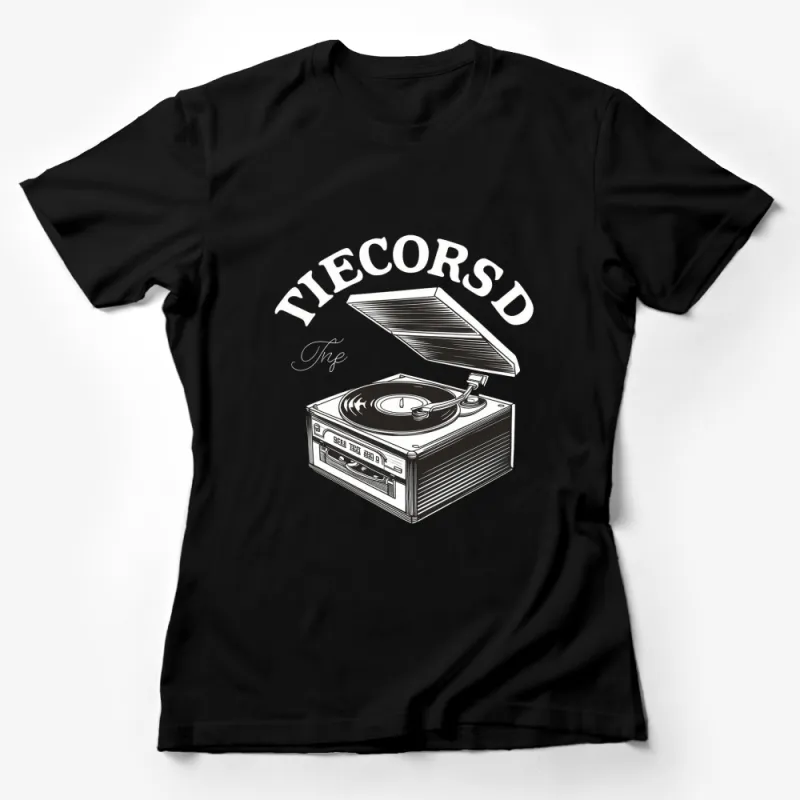 Vintage Turntable Graphic T-Shirt, Retro Music Record Player Tee, Cool DJ Gifts Female T-Shirt