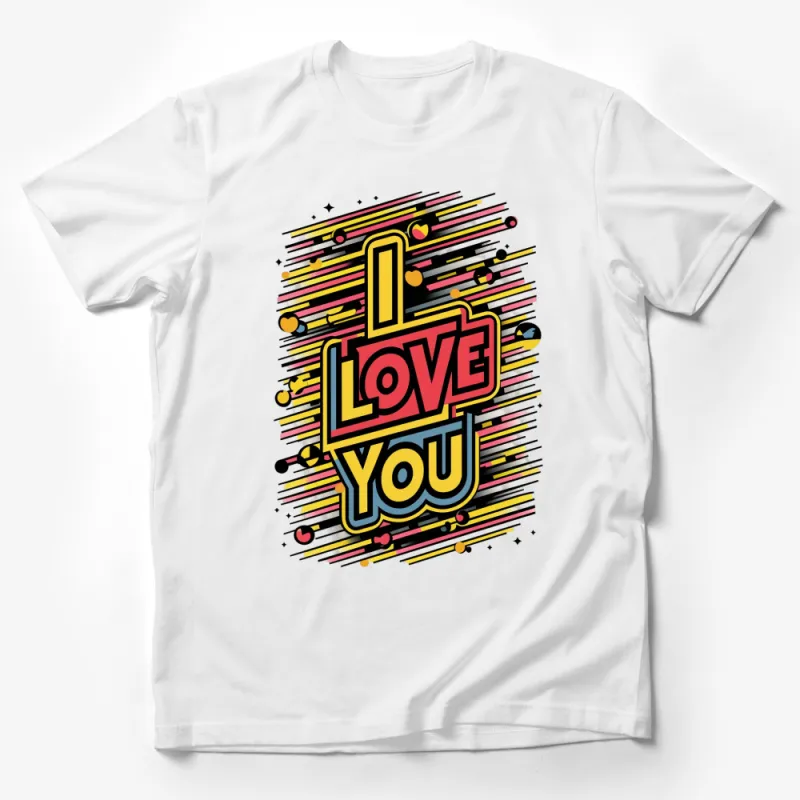 Colorful I Love You Retro Pop Art Style T-Shirt, Unisex Graphic Tee, Gift for Valentine Male T-Shirt