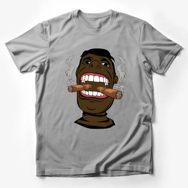 Unique Cigar Smoking Face Graphic T-Shirt, Funny Cartoon Style Tee, Adult Humor Shirt, Unisex Gift Idea Male T-Shirt