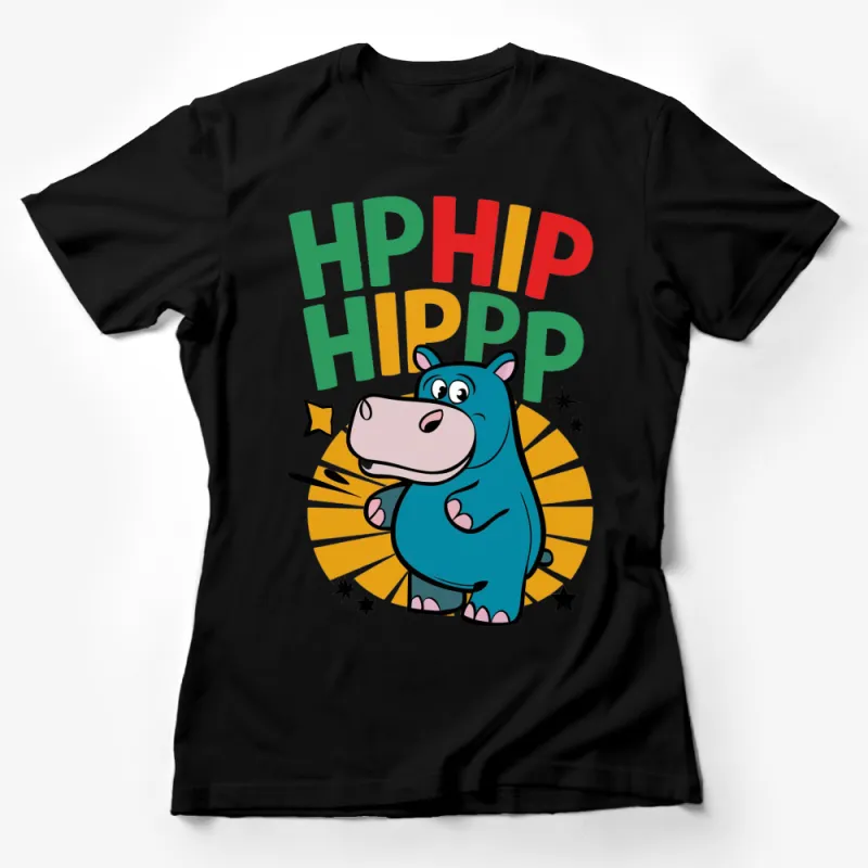 Cute Hippo T-Shirt, Colorful Hip Hip Hippo Graphic Tee, Unisex Kids and Adult Sizes Female T-Shirt