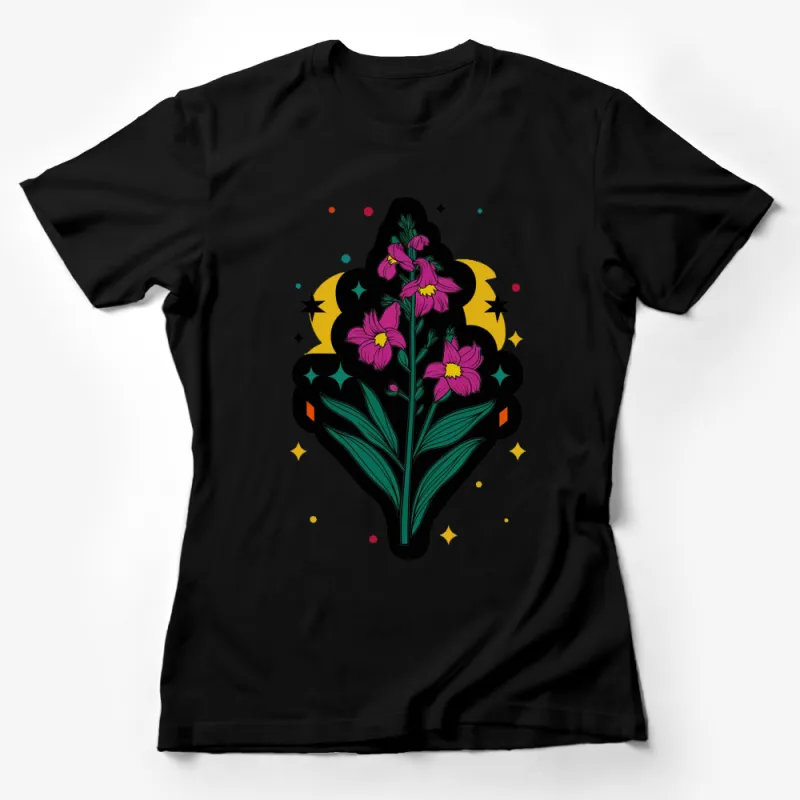 Floral T-Shirt with Vibrant Pink and Green Art Nouveau Design, Stylish Botanical Graphic Tee, Unisex Female T-Shirt