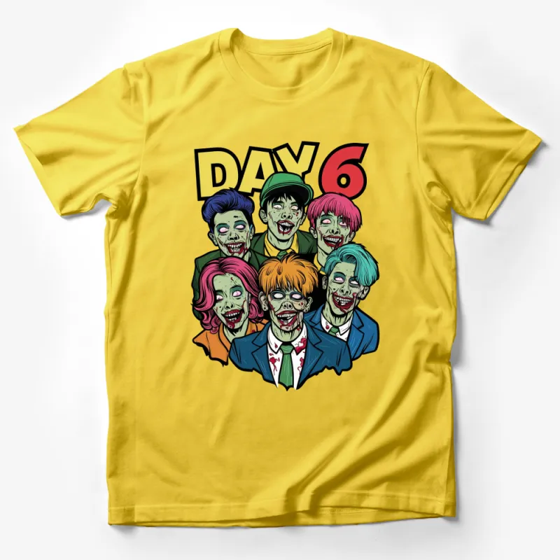 Day 6 Zombie Band Cartoon Graphic Tee, Colorful Undead Pop Group, Fun Novelty Unisex T-Shirt Male T-Shirt