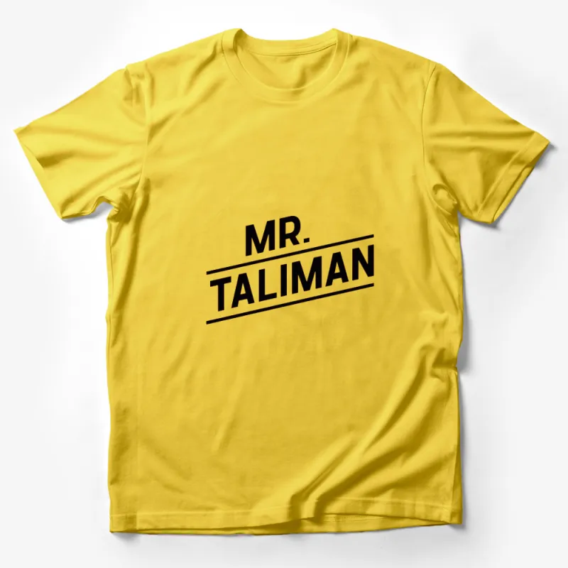 Mr. Taliman Bold Graphic T-Shirt, Stylish Black and White Typography Tee, Casual Streetwear Male T-Shirt