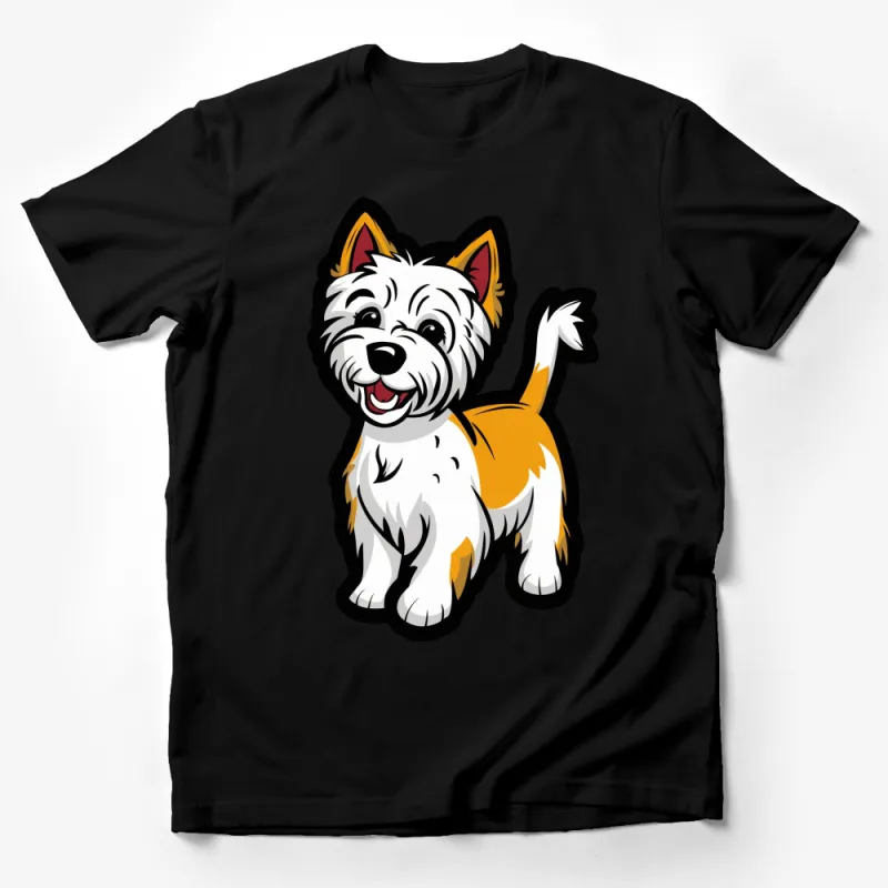 Cute Cartoon Dog T-Shirt, Playful Puppy Graphic Tee for Pet Lovers, Unisex Adult and Kids Sizes Male T-Shirt