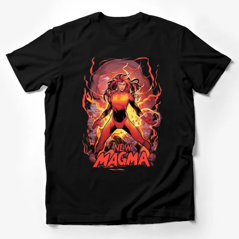 Magma Superhero T-Shirt, Fiery Comic Character Shirt, Vintage Style Graphic Tee, Unique Gift for Comic Book Fans Male T-Shirt